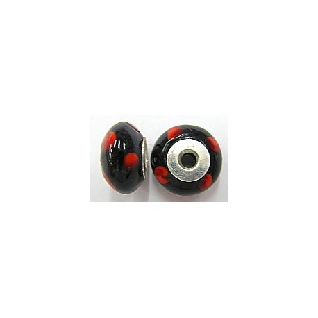 Pandorastyle 18mm zwart/rood 925 zilverkern