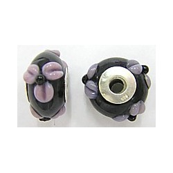 Pandorastyle 18mm rzwart/mauve 925 zilverkern