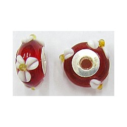 Pandorastyle 18mm tr.rood/wit 925 zilverkern