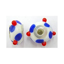 Pandorastyle 18mm wit/rood+blauw 925 zilverkern