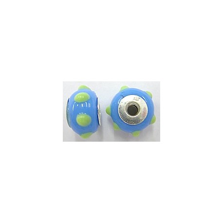 Pandorastyle 18mm l.blauw/l.groen 925 zilverkern