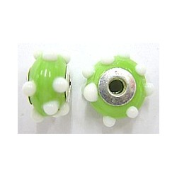 Pandorastyle 20mm l.groen/wit 925 zilverkern