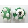 Pandorastyle 18mm groen/wit 925 zilverkern