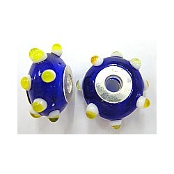 Pandorastyle 20mm blauw/wit+oranjegeel 925 zilverk