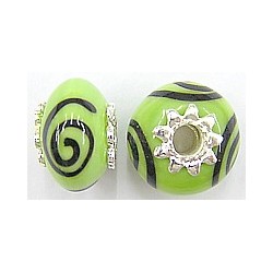 Pandorastyle 18mm groen/zwart verzilverde kap