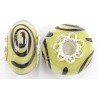 Pandorastyle 18mm geel/zwart verzilverde kap