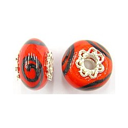 Pandorastyle 18mm rood/zwart verzilverde kap