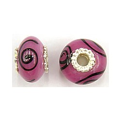 Pandorastyle 18mm lila/zwart verzilverde kap