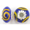Pandorastyle 18mm blauw/oranje verzilverde kap