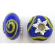 Pandorastyle 18mm blauw/geeloranje verzilverde kap