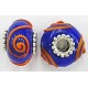 Pandorastyle 18mm blauw/oranje verzilverde kap