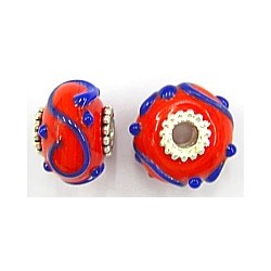 Pandorastyle 18mm rood/blauw verzilverde kap