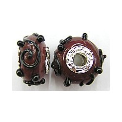 Pandorastyle 18mm bruin/zwart verzilverde kap