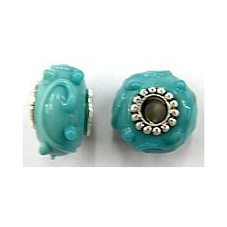 Pandorastyle 18mm turkoois verzilverde kap