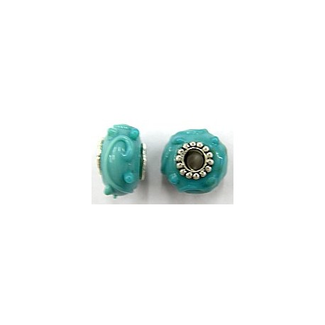 Pandorastyle 18mm turkoois verzilverde kap