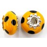 Pandorastyle 18mm oranjegeel/zwart VERGULDE kap