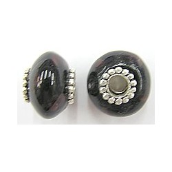 Pandorastyle 18mm zwart/d.bruin verzilverde kap