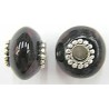 Pandorastyle 18mm zwart/d.bruin verzilverde kap