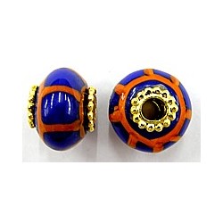 Pandorastyle 18mm blauw/oranje verzilverde kap