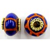 Pandorastyle 18mm blauw/oranje verzilverde kap