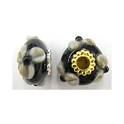 Pandorastyle 20mm zwart/grijs VERGULDE kap