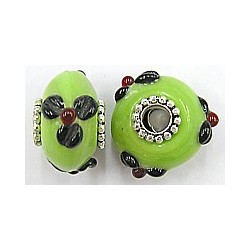 Pandorastyle 20mm groen/zwart verzilverde kap