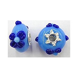 Pandorastyle 20mm l.blauw/blauw verzilverde kap