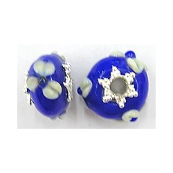 Pandorastyle 20mm blauw/wit verzilverde kap