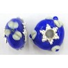 Pandorastyle 20mm blauw/wit verzilverde kap