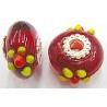 Pandorastyle 20mm tr.rood/geel verzilverde kap
