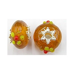 Pandorastyle 20mm tr.oranje/geel verzilverde kap