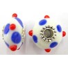 Pandorastyle 20mm wit/rood+blauw verzilverde kap