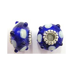 Pandorastyle 20mm blauw/wit verzilverde kap