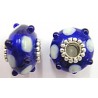 Pandorastyle 20mm blauw/wit verzilverde kap