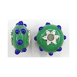 Pandorastyle 20mm groen/blauw verzilverde kap