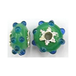 Pandorastyle 20mm groen/tr.blauw verzilverde kap