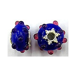 Pandorastyle 20mm blauw/tr.roze VERGULDE kap