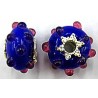 Pandorastyle 20mm blauw/tr.roze VERGULDE kap