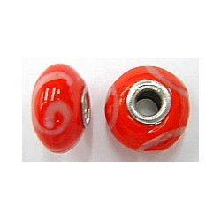 Pandorastyle kraal 18mm rood/wit