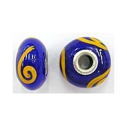 Pandorastyle kraal 18mm blauw/oranje