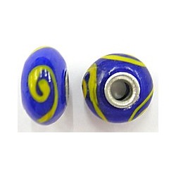 Pandorastyle kraal18mm blauw/geel