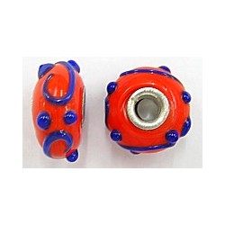 Pandorastyle kraal18mm rood/blauw