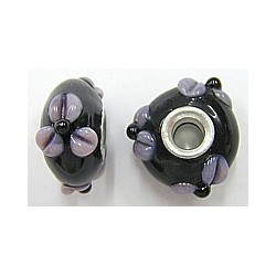 Pandorastyle kraal 20mm zwart/mauve