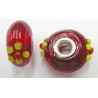 Pandorastyle kraal 18mm tr.rood/geel
