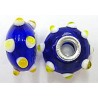 Pandorastyle kraal 20mm blauw/wit+geel