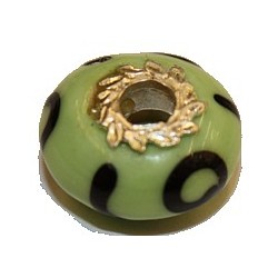 Pandorastyle 20mm groen/zwart verzilverde kap