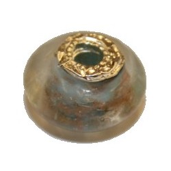 Pandorastyle 20mm tr l.blauw/goud verzilverde kap