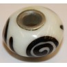 Pandorastyle kraal 20mm wit/zwarte streep