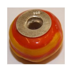 Pandorastyle 18mm oranje/geel 925 zilverkern