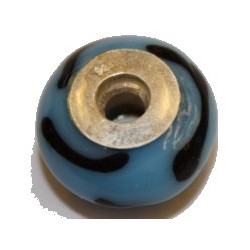 Pandorastyle 18mm blauw/zwarte str 925 zilverkern